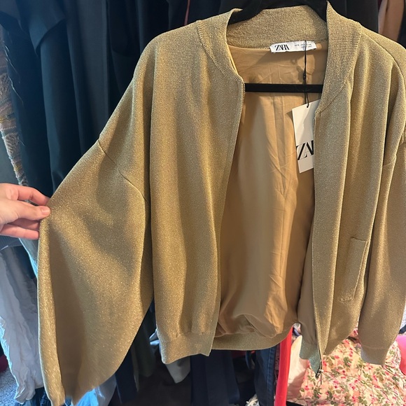 Zara NWT gold oversized bomber jacket - Picture 10 of 10